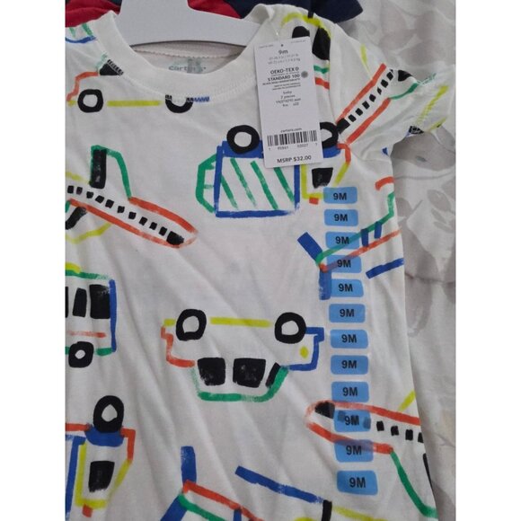 NWT Carter's Boys' 2 Piece Playwear Set Sz 9m Rompers Airplanes and Red - Picture 2 of 5